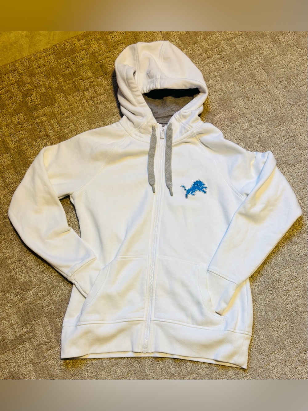 Antigua Detroit Lions White Victory Full-Zip Hoodie
